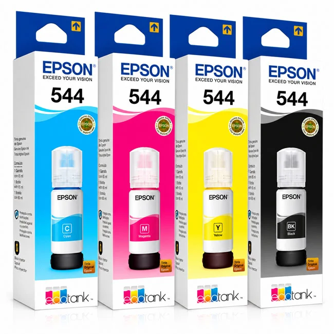Pack de Tintas Epson 544 Original 4 Colores para EcoTank L3210, L3250 y L5290 - Computecperu
