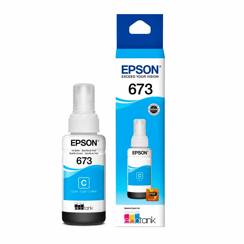 Tinta Epson 673 Cyan Original T673220-AL para Impresoras EcoTank - Computecperu