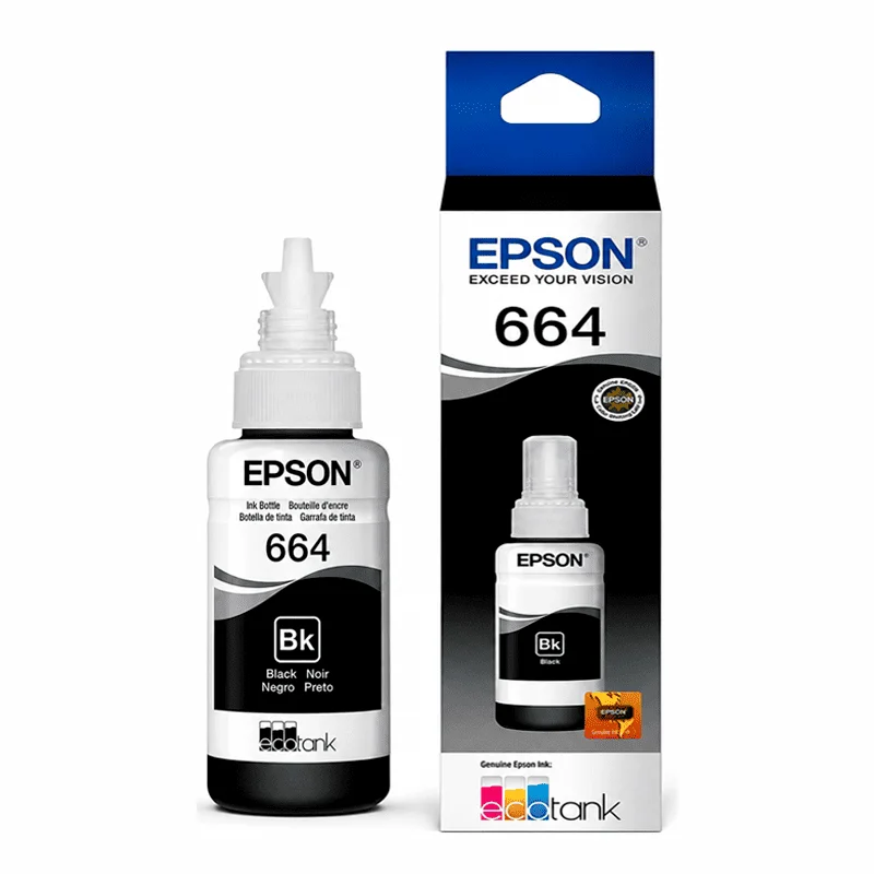 Tinta Epson 664 Negro Original T664120-AL para Impresoras EcoTank - Computecperu